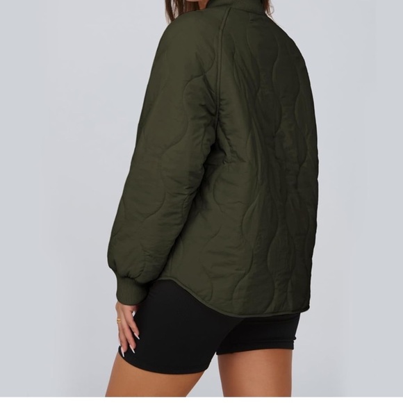 New nwt women quilted puffer lightweight jacket coat green zip up bomber small - Picture 2 of 3
